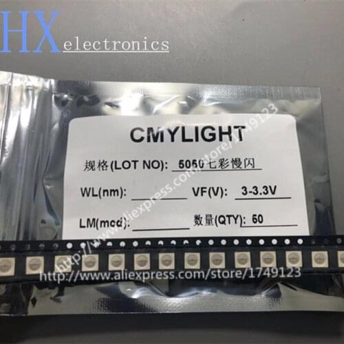 Free shipping 500PCS 5050 self-flash colorful patch LED light beads with IC flashing flash full-color SMD led light-emitting