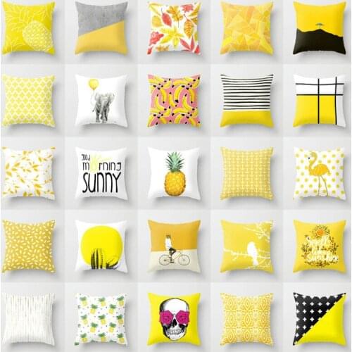 Pineapple Leaves Yellow Throw Pillow Case Cushion Covers for Home Sofa Chair Decorative Pillowcases