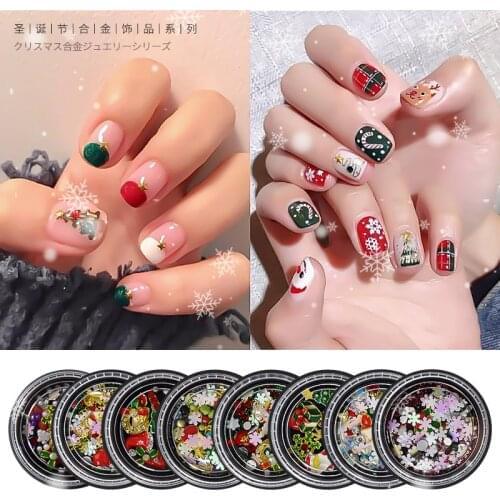 Nail Art Christmas Theme Design Snowflake Alloy Rivet Pearl Hybrid 3D Nail Art Decoration Manicure Accessories