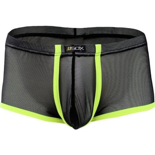 Men Briefs Boxer Shorts Underwear Sexy Erotic Lingerie Gay Low Waist Transparent Mesh Bulge Pouch Panties Underpants Swim Bikini