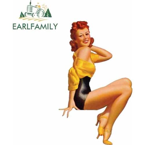 EARLFAMILY 13cm x 8.2cm Funny Pin Up Girl Airplane Sticker Car Window Decal Motorcycle Car Stickers