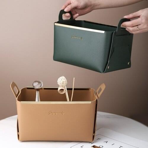 Environmental Friendly and Non Toxic Leather Storage Boxes Waterproof No Bad Smell Foldable and Detachable with Handles