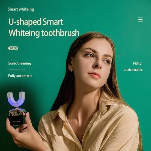 360 Degrees Intelligent Automatic Sonic Electric Toothbrush U Type 4 Modes Tooth Brush USB Charging Tooth Whitening Blue Light