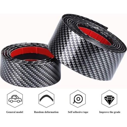 Car SUV Carbon Fiber Flexible Bumper Spoiler Door Sill Guard Strip Protector