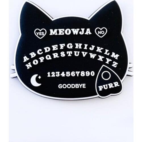 Kawaii Cat Divination Board Hard Enamel Pin Fashion Black Kitty Brooch Accessories Cartoons Animal Lapel Backpack Pins Jewelry