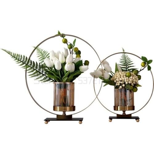 Chinese metal candlestick imitation flower home decoration living room wine cabinet Dining Table Vase ornaments