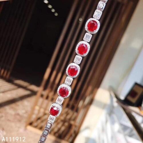 KJJEAXCMY fine jewelry natural Ruby 925 sterling silver new women hand bracelet support test elegant