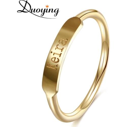 DUOYING Couples Custom Ring Name Engraved Graduation Present Gifts Styles of Simplicity Minimalist Promise Copper Ring