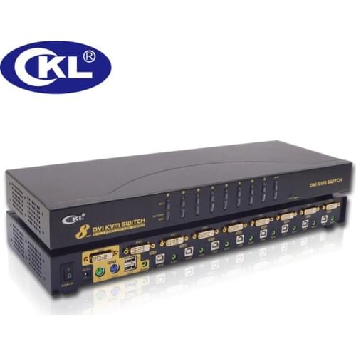 CKL 8 Port USB DVI KVM Switch with Audio and PS/2, PC Monitor Keyboard Hot-Key Mouse Switcher, Rackmount Metal (CKL-9138D)