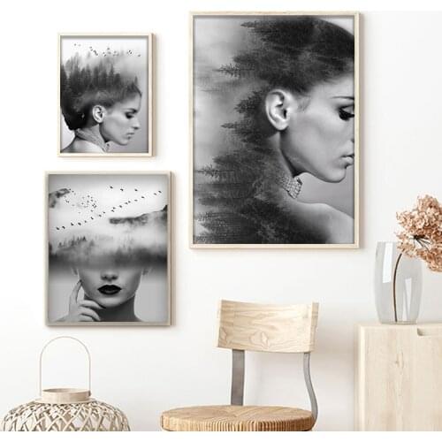 Fashion Wall Art Black White Abstract Woman Print Sexy Female Poster Canvas Picture Painting Modern living Room Home Decoration