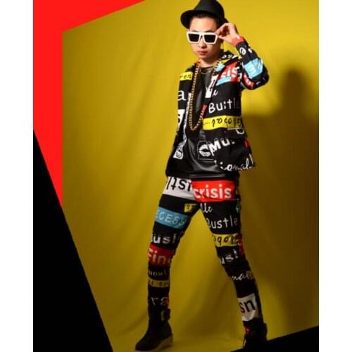Colorful letters blazer men suits designs jacket mens stage costumes for singers clothes dance star style dress punk rock