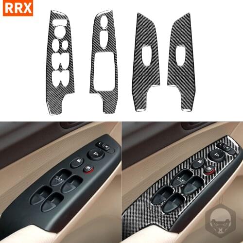 For Honda Civic 8 Gen 2006-2011 Black Carbon Fiber Stickers Window Lift Switch Button Panel Trim Interiors Car Accessories