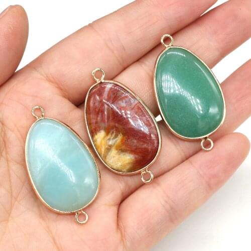 Natural Agates Pendant Connectors Water Drop Shape Stone Pendant Connectors Size 20x40mm