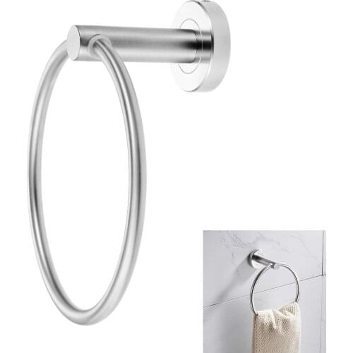 Stainless Steel Towel Ring Hanger Kitchen Round Towel Bar Hand Towel Holder Bathroom Wall Mounted Circle Rack Bath Accessories