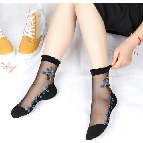 Sexy fishnet Women Lace Ruffle Soft Comfy Sheer Silk Elastic Mesh Knit Frill Trim Transparent Ankle funny socks 1pair=2pcs 2305