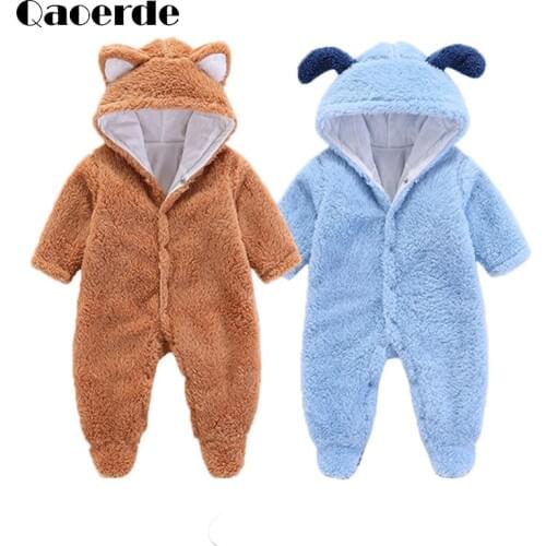 2020 New Newborn Rompers Autumn Winter outerdoor Baby girl clothes cartoon soft thicken Boys snow wear jacket Baby cotton Coat