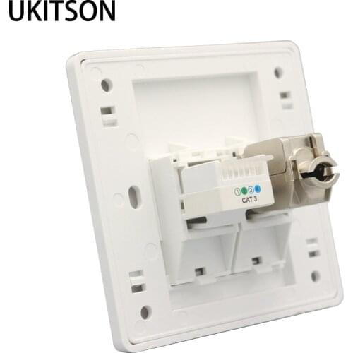 New White Color Wall Outlet CAT3 RJ11 Phone Socket With CAT6A RJ45 Connector Faceplate For Computer Phone Plug