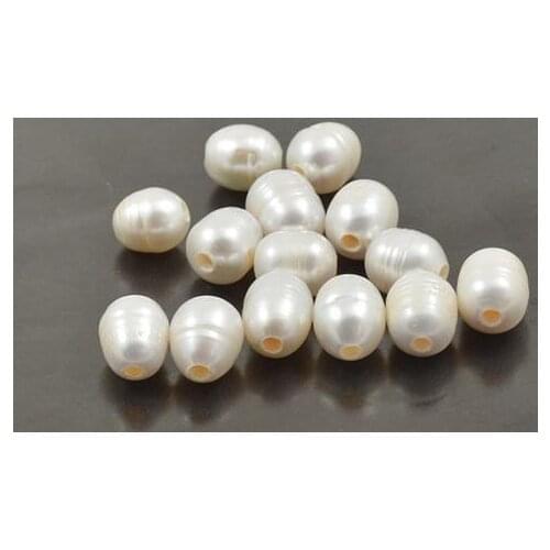 New Fine Favorite Pearl Jewelry AA 10x12MM 10 Pieces Large Hole White Rice Freshwater Pearl Beads DIY Making Jewelry