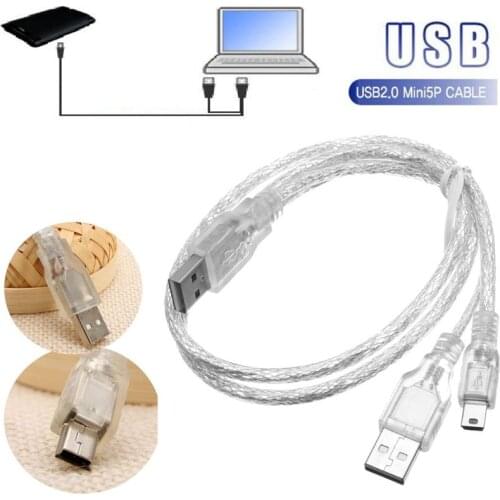 New USB 2.0 Male + Mini 5 Pin Male Host OTG Data Power Y Splitter Cable for Mobile HDD Hard Drive