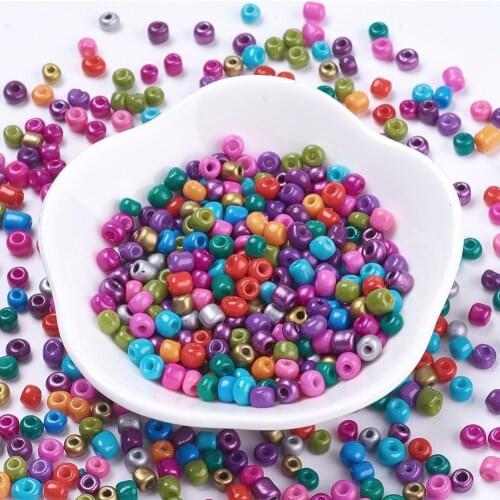 About 4500pcs/bag 4~5mm Glass Seed Beads 6/0 Mini Round Loose Beads for Jewelry Making Bulk Bracelet Accessories 14 Color Choose