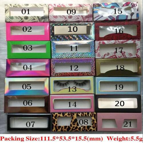 Wholesale Paper Eyelash Packaging 21 style Box Bulk Lash Cases Black/Silver/Pink/Purple/Yellow/Red Custom Lash Boxes Packaging