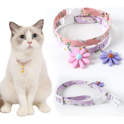 Pet Collar Daisy Pendants Cats Head Collars Chic Colorful Puppy Dogs Collar Cute Lovely Bells Pets Supplies Accessories