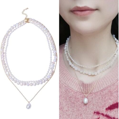 Hot THREE ROWS Gold Plated Real Natural Freshwater Pearl Necklace Fashion Charm Jewelry 2pcs/lot