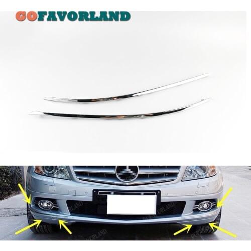 Pair Front Bumper Chrome Trim Molding Left Right 2048850821 2048850721 For Mercedes-Benz W204 C300 C350 2008 2009 2010 2011
