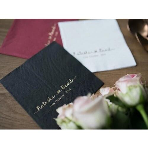 Personalized any text Logo cocktail napkins,Foil gold,Foil gold, Customized birthday party Bridal Shower Party Wedding napkins