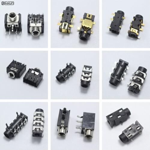 PJ Series 3.5mm Stereo Female Socket with Screw 3.5 Audio Headphone Jack 3P Vertical Double Channel Connector 313 392 324