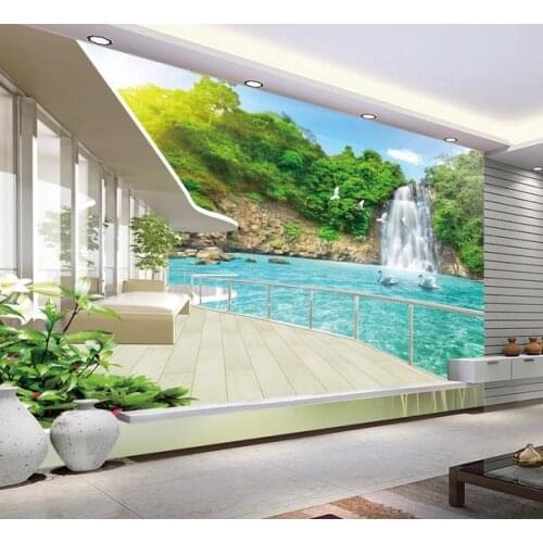 Custom 3d wallpaper Waterfall balcony landscape painting photo 3d wallpaper 3d wallpaper for room