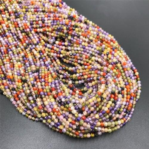 Natural Gem Stone Micro Faceted Bulk Lot Beads 2 mm 3 mm Multi Color Zircon Beads For Jewelry Making DIY Bracelets & Necklaces