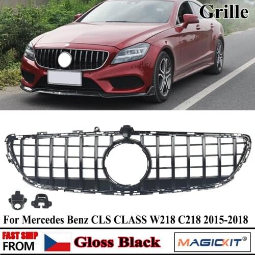 MagicKit Gloss Black Front Grill Grille for Mercedes Benz W218 C218 CLS 15-18 GT Style