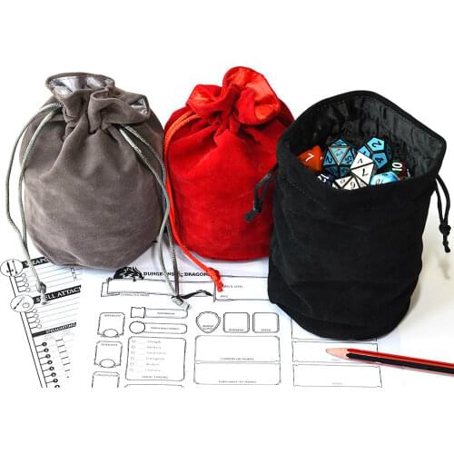 Round bottom Drawstring Velvet Dice Bag Double-Layer for Packing Gift Dice Jewelry Coin Storage Wine bag Trinkets Red Black Gray