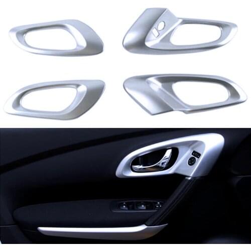 Interior ABS Chrome Inner Door Handle Bowl Molding Cover For Renault Kadjar 2015 2016 2017 Left-hand Drive Only
