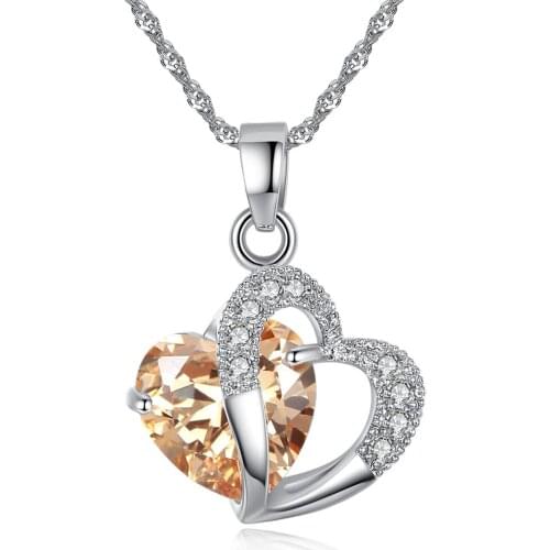 Womens Necklace Fashion Heart Necklace Crystal Jewelry Clavicle Chain Engagement Jewelry Party Jewelry Valentines Day Gift