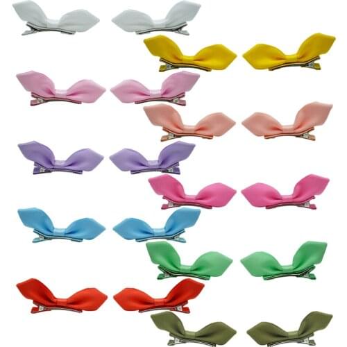 1 Pair 3.5 Inches Solid Color Handmade Bunny Ears Bows Hairpins Cute Princess Hair Clips DIY Children Headwear Photography Props