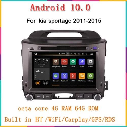 1024*600 HD Android 10.0 car dvd player Fit KIA sportage r 2010-2015 2 din gps navi with wifi 4GB RAM 64GB ROM RDS DVD GPS Radio