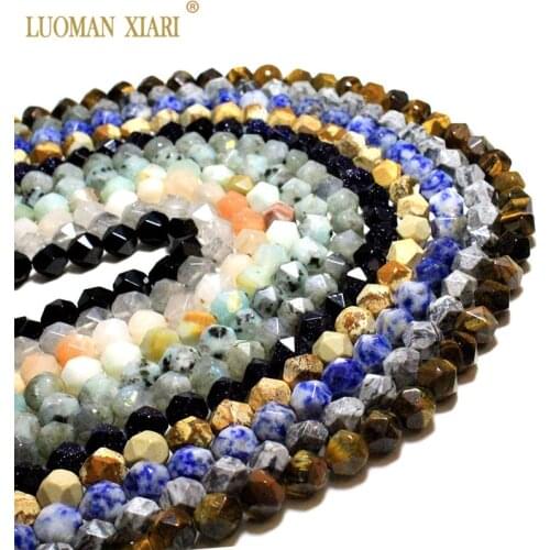 Wholesale AAA Big Faceted Quartz Amazonite Agates Sodalite Natural Stone Beads For Jewelry Making DIY Bracelet Necklace 8/10mm