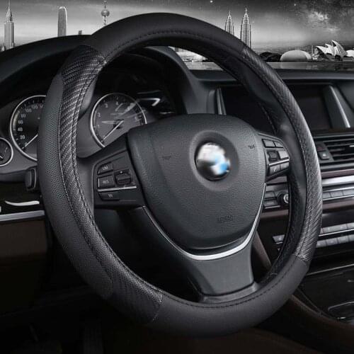 Car Steering Wheel Cover Leather carbon fiber Pattern Classical massage Splice Light Universal for 36/38/40/42/45 cm For BMW GMC