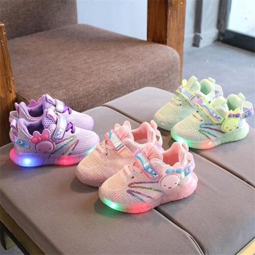 Children age season bright lights glowing shoes breathable girls soft bottom shoes childrens shoes boy cartoon running shoes