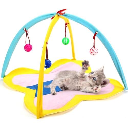Legendog Cat Toys Cat Tent Folding Portable Cat Activity Center Cat Play Mat With Hanging Toy Pet Interaction Training Supplies