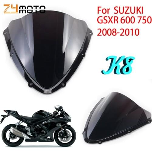 For Suzuki GSX-R 600 750 K8 2008 2009 2010 Windshield Black WindScreen Double Bubble GSXR600 GSXR750 GSX R600 R750 600R 750R