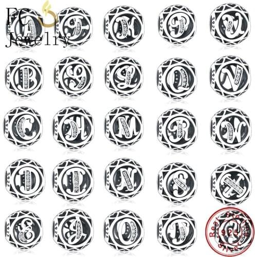 FC Jewelry Fit Original Brand Charm Bracelet Real 925 Silver Zircon Letter Alphabet A-Z Making Family Connect Berloque 2020