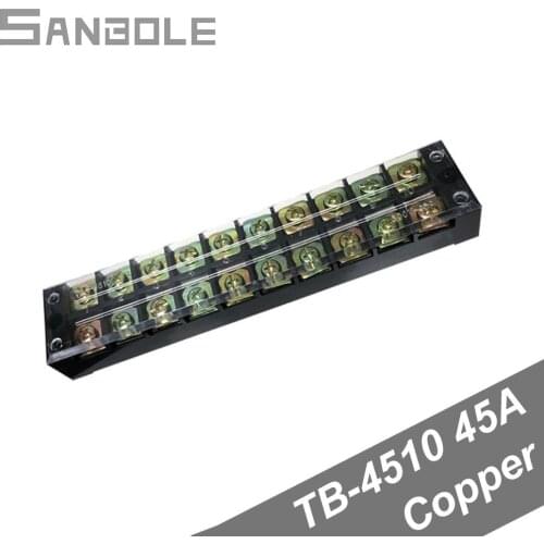 Terminal Block with copper screws Row TB-4510 Connection Plate Fixed Type Connect Plug-in Connector 45A 10 Position 10P