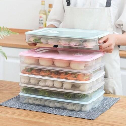 Fresh Box Household Organizer Kitchen Dumpling Box Refrigerator Food Storage Box Vegetable Egg Holder Stackable Microwave