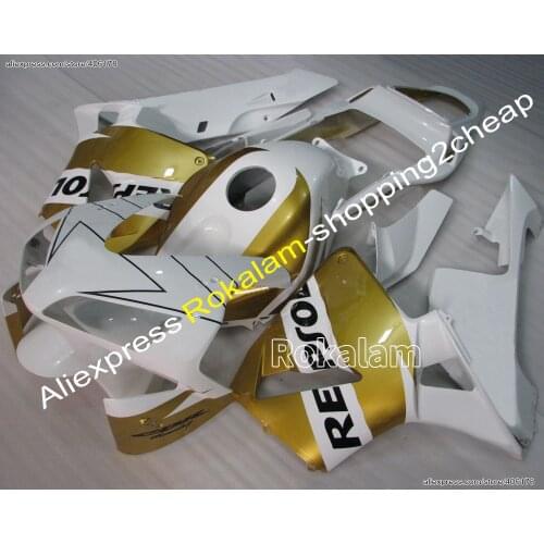 Body Kit For Honda F5 CBR600RR 03 04 CBR600 RR CBR 600RR 600 RR F5 2003 2004 White Golden Fairing Kit (Injection Molding)