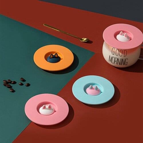 Creative Cats Ears Lids Anti-dust Silicone Cup Cover Coffee Lid Heat-Resistant Reusable Seal Cover Mugs Water Cup Accessories