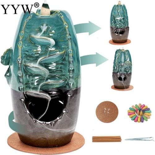 Three-Sided Backflow Incense Burner Ceramic Waterfall Creative Three-Hole For Home Or Office Ornaments Incense Stick Holder