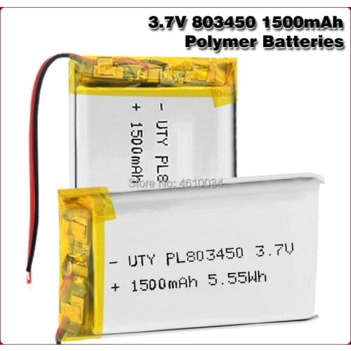 3.7V 1500mAh Lithium Polymer Accumulator Li-ion Rechargeable Battery For E-books mobile power bank DVD Tablet PC 803450